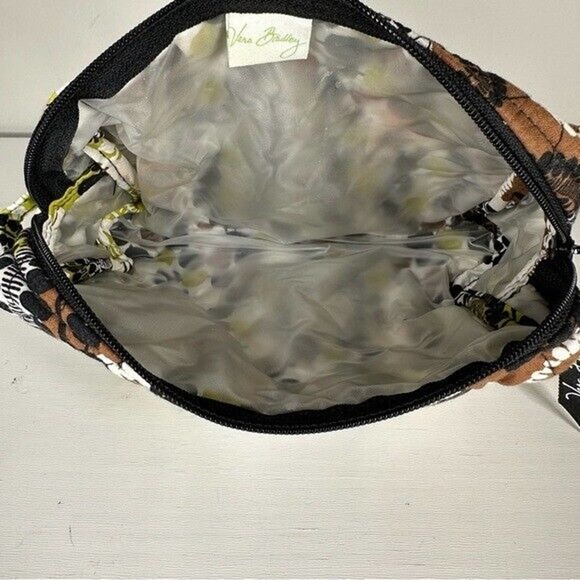 EUCVera Bradley Cocoa Moss Medium Zip Cosmetic Bag Lined Make-up Toiletries Case - Picture 7 of 9